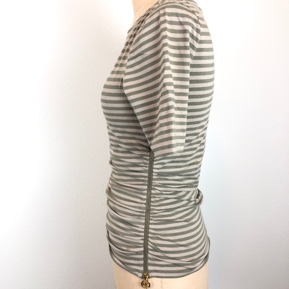 Michael Kors Tops - Michael Kors Short Sleeve Striped Side Zip Top